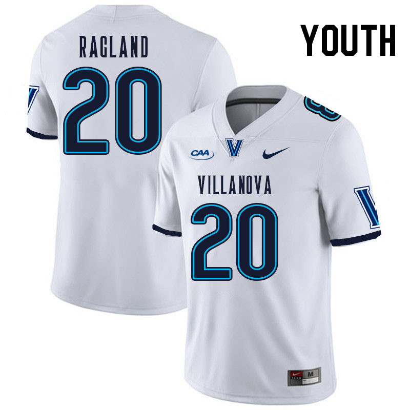 Youth #20 Isaiah Ragland Villanova Wildcats College Football Jerseys Stitched Sale-White